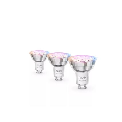 Pack de 3 bombillas LED regulables Philips Hue White And Color Ambiance Essential, casquillo GU10, 4,7 W, 230 V, 2200–6500 K