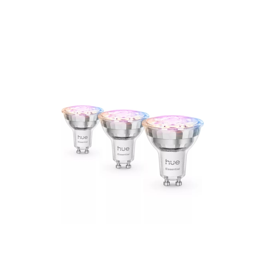 Pack de 3 bombillas LED regulables Philips Hue White And Color Ambiance Essential, casquillo GU10, 4,7 W, 230 V, 2200–6500 K