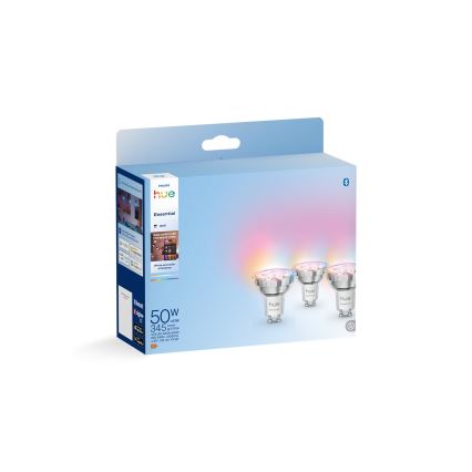Pack de 3 bombillas LED regulables Philips Hue White And Color Ambiance Essential, casquillo GU10, 4,7 W, 230 V, 2200–6500 K