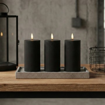 Pack de 3 velas LED BRILLO LED/2xAA 15 cm negras + mando a distancia