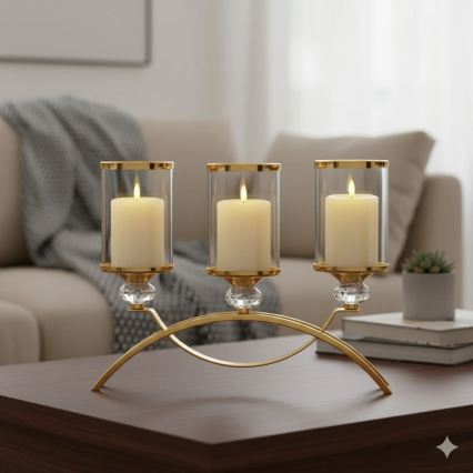 Pack de 3 velas LED BRILLO — color crema, funcionamiento con 3x AAA y mando a distancia