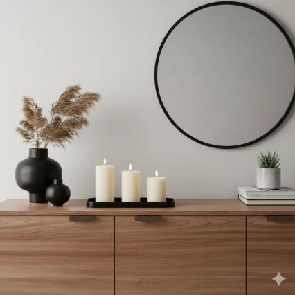 Pack de 3 velas LED BRILLO — color crema, funcionamiento con 3x AAA y mando a distancia