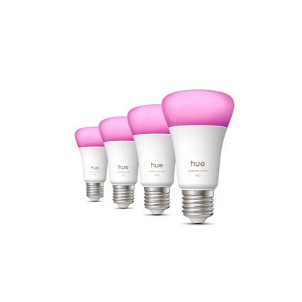 Pack de 4 bombillas LED regulables Philips Hue White and Color Ambiance E27/6W/230V 1000-20000K