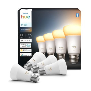 Pack de 4 bombillas LED regulables Philips Hue WHITE AMBIANCE E27/6W/230V 1000-20000K