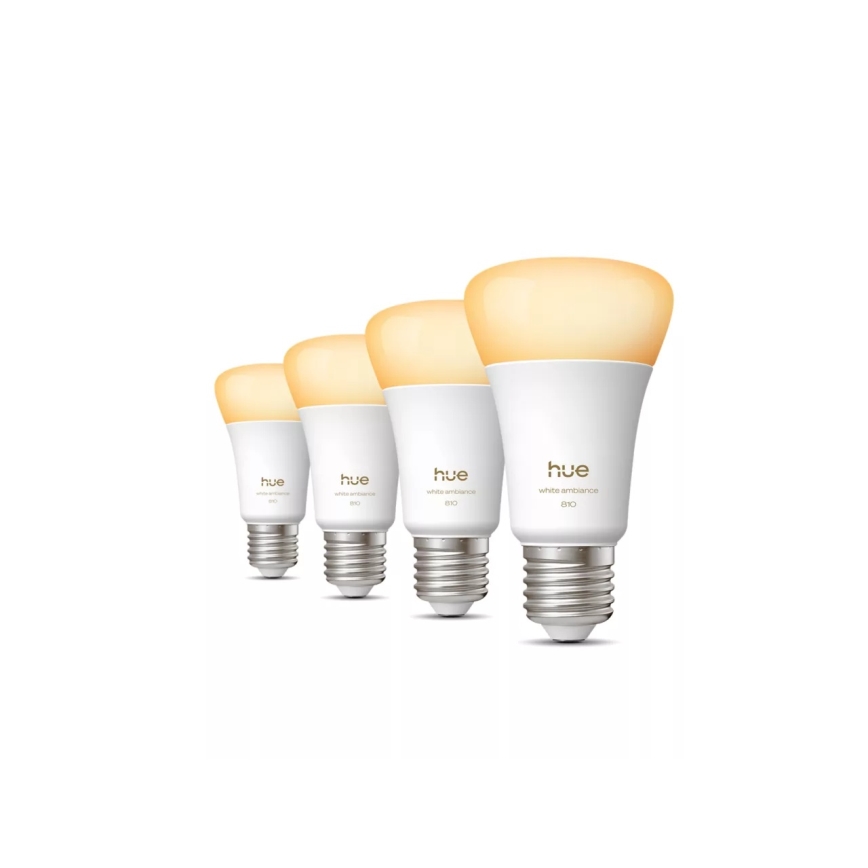 Pack de 4 bombillas LED regulables Philips Hue WHITE AMBIANCE E27/6W/230V 1000-20000K