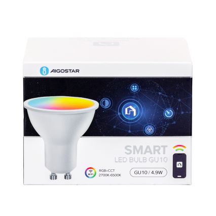 Pack de 4 bombillas LED RGBW inteligentes y regulables GU10/4,9W/230V 2700-6500K - Aigostar