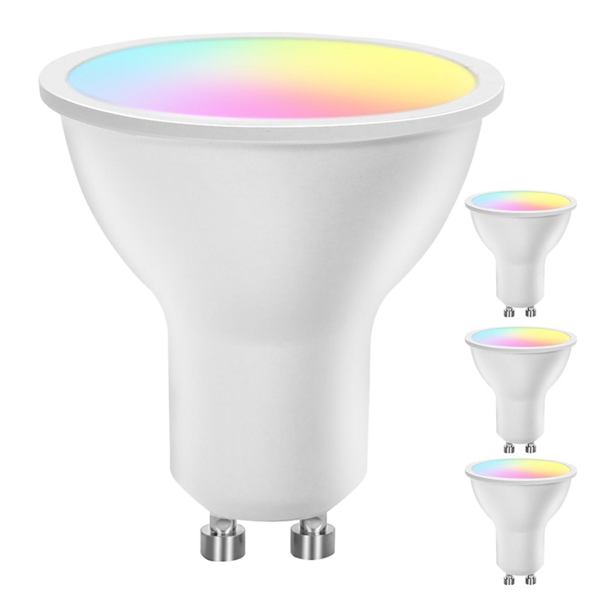 Pack de 4 bombillas LED RGBW inteligentes y regulables GU10/4,9W/230V 2700-6500K - Aigostar