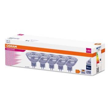 Pack de 5 bombillas LED MR16 GU5,3/2,6W/12V 2700K 36° - Osram