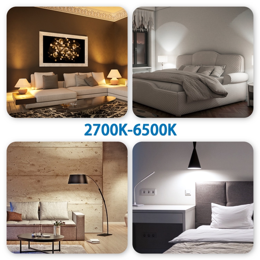 Pack de 6 bombillas LED RGBW regulables MESH GU10/6,5W/230V 2700-6500K Wi-Fi + mando a distancia - Aigostar