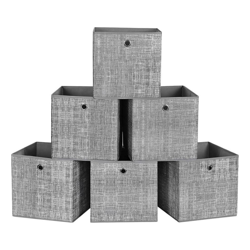 Pack de 6 cajas de almacenamiento CURAN, gris