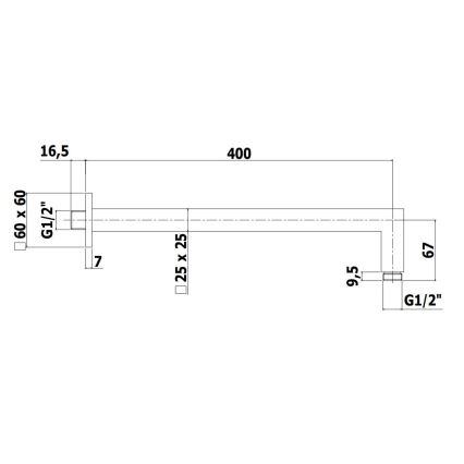 Paffoni - Brazo de ducha cuadrado 40 cm negro