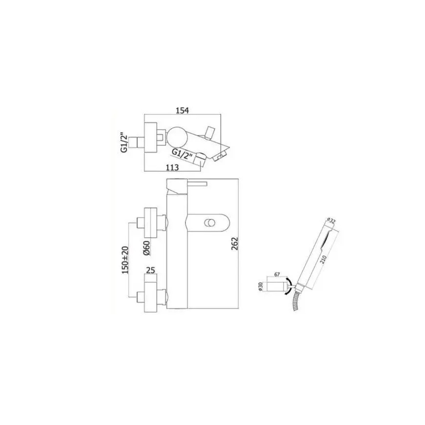 Paffoni - Conjunto para bañera LIGHT cromo pulido