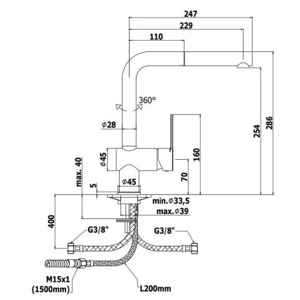 Paffoni - Grifo de cocina con caño extraíble RINGO negro