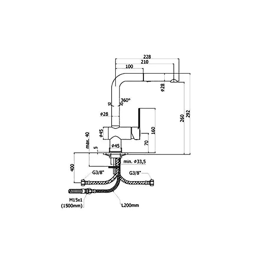 Paffoni - Grifo de cocina con rociador extraíble RINGO 29,2 cm