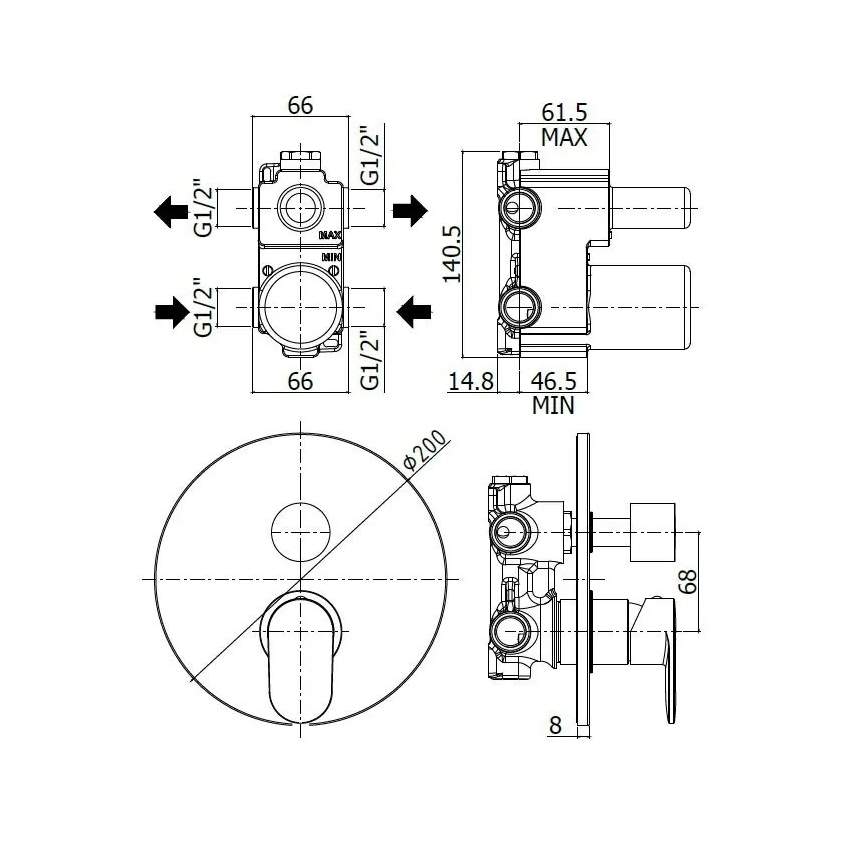 Paffoni - Grifo de ducha para instalación empotrada CANDY cromo brillante