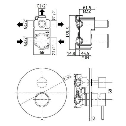 Paffoni - Grifo de ducha para instalación empotrada LIGHT negro
