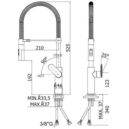 Paffoni - Grifo de fregadero con ducha extraíble CANDY 52,5 cm negro
