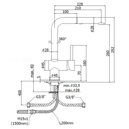 Paffoni - Grifo de fregadero con rociador extraíble LIGHT 29,2 cm, cromo brillante