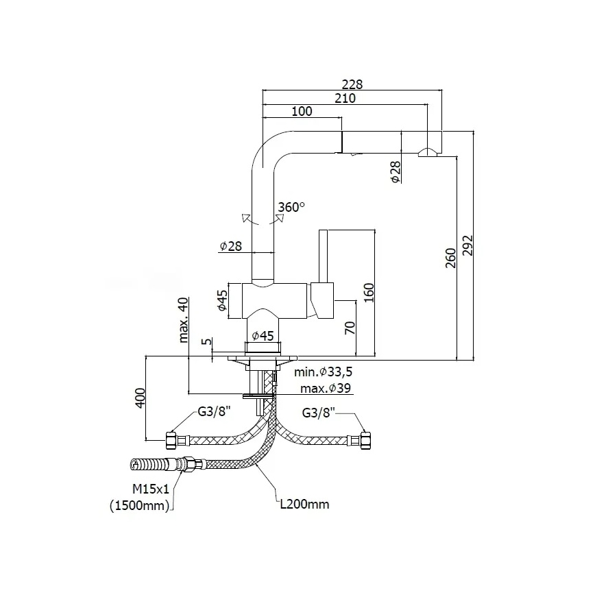 Paffoni - Grifo de fregadero con rociador extraíble LIGHT 29,2 cm, cromo brillante