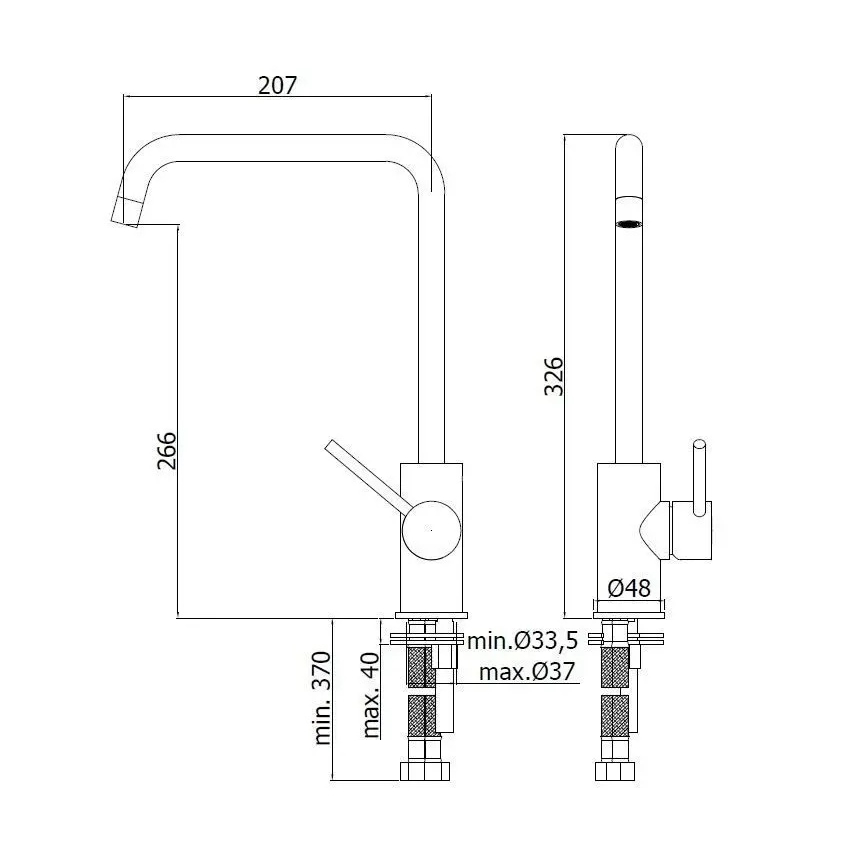 Paffoni - Grifo de fregadero LIGHT 32,6 cm cromo brillante