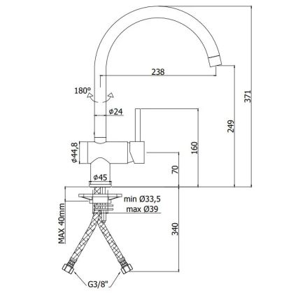 Paffoni - Grifo de fregadero LIGHT negro