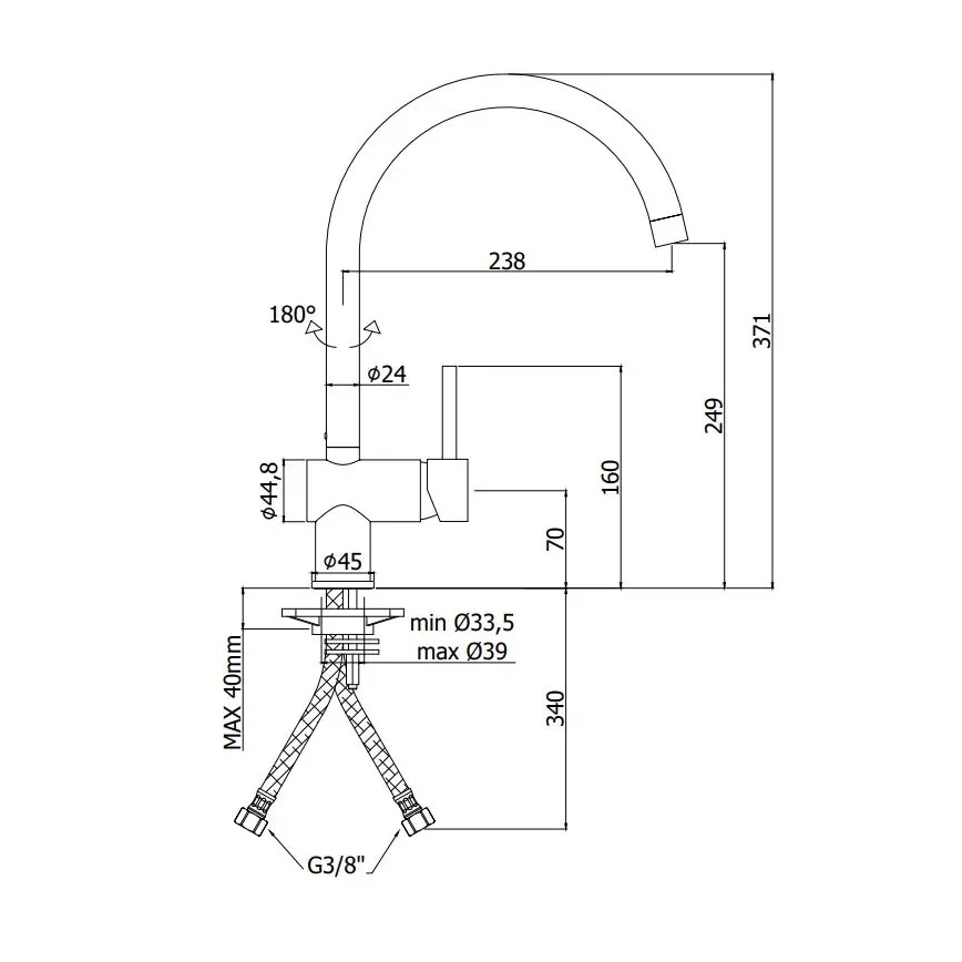 Paffoni - Grifo de fregadero LIGHT negro