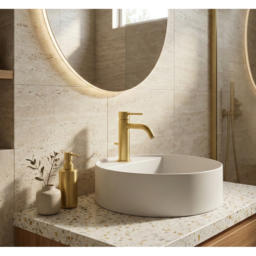 Paffoni - Grifo de lavabo + desagüe LIGHT dorado