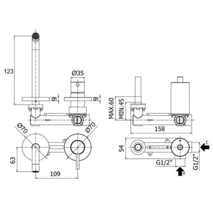 Paffoni - Grifo de lavabo para instalación empotrada LIGHT blanco