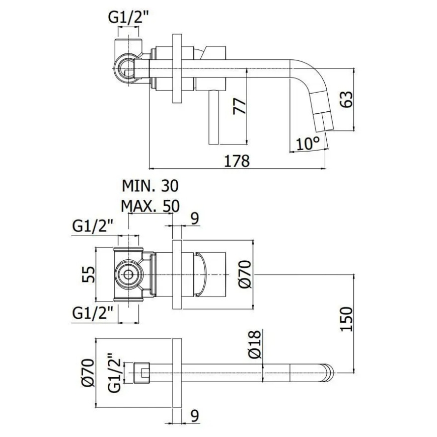Paffoni - Grifo de lavabo para instalación empotrada LIGHT, blanco mate