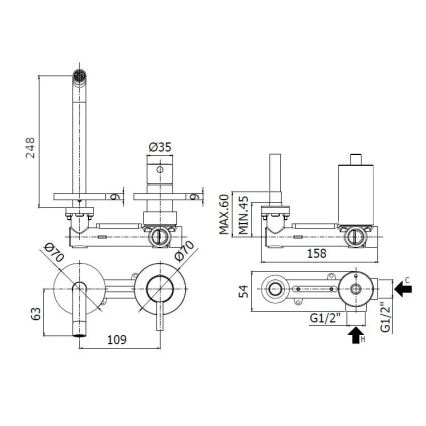 Paffoni - Grifo de lavabo para instalación empotrada LIGHT cromo brillante