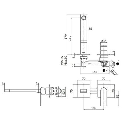 Paffoni - Grifo de lavabo para instalación empotrada TANGO, acero inoxidable