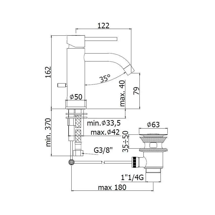 Paffoni - Grifo de lavabo + válvula de desagüe LIGHT blanco