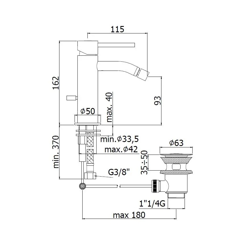 Paffoni - Grifo para bidé con válvula de desagüe LIGHT, oro cepillado