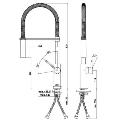 Paffoni - Grifo para fregadero LIGHT con rociador extraíble, 52,5 cm, cromo brillante