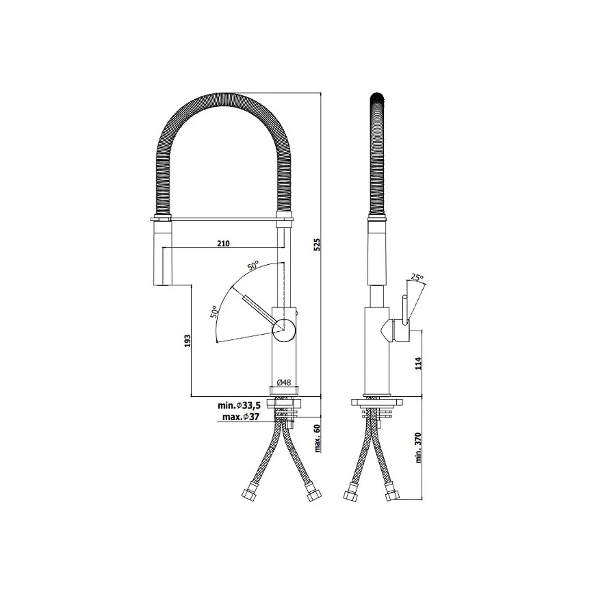 Paffoni - Grifo para fregadero LIGHT con rociador extraíble, 52,5 cm, cromo brillante