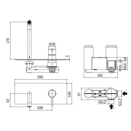 Paffoni - Grifo para lavabo de instalación empotrada LIGHT, acabado en cromo brillante