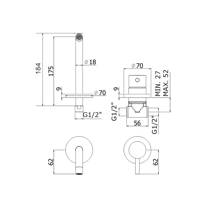 Paffoni - Grifo para lavabo empotrado LIGHT, cromo brillante