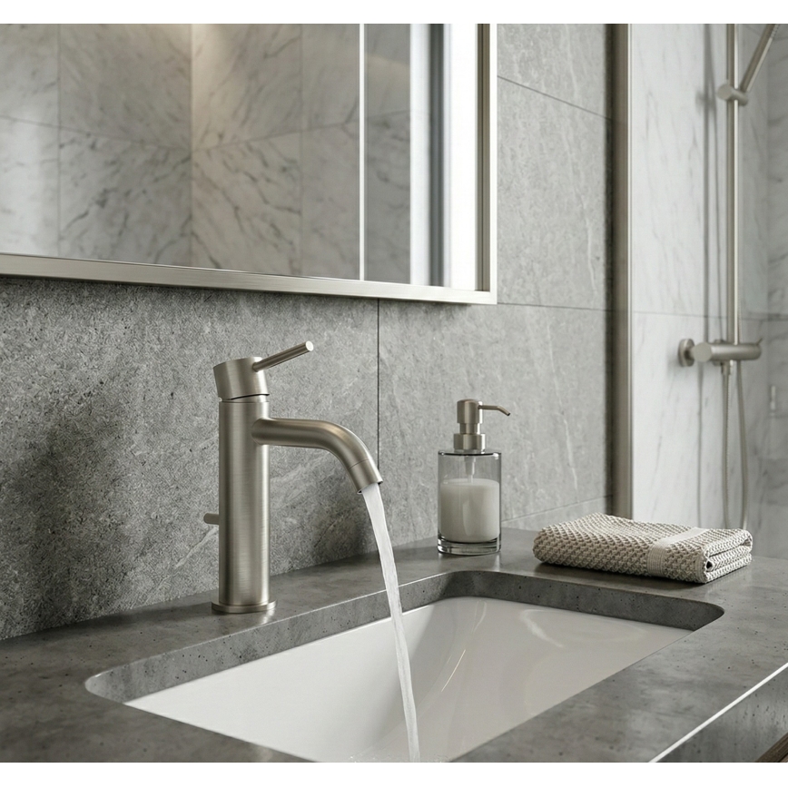 Paffoni - Grifo para lavabo LIGHT en acero inoxidable