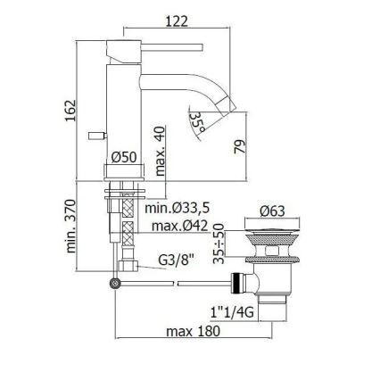 Paffoni - Grifo para lavabo LIGHT en acero inoxidable