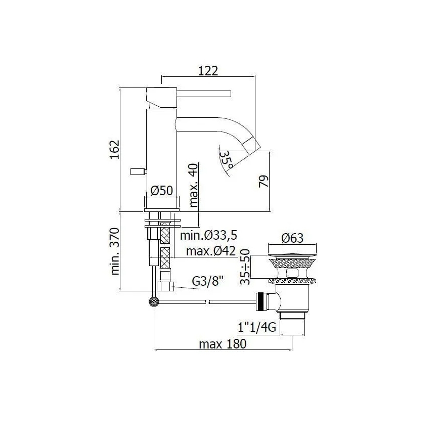 Paffoni - Grifo para lavabo LIGHT en acero inoxidable