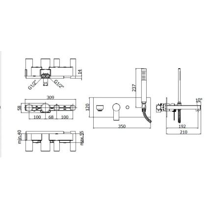 Paffoni - Juego de bañera con grifería para instalación empotrada TANGO cromo pulido