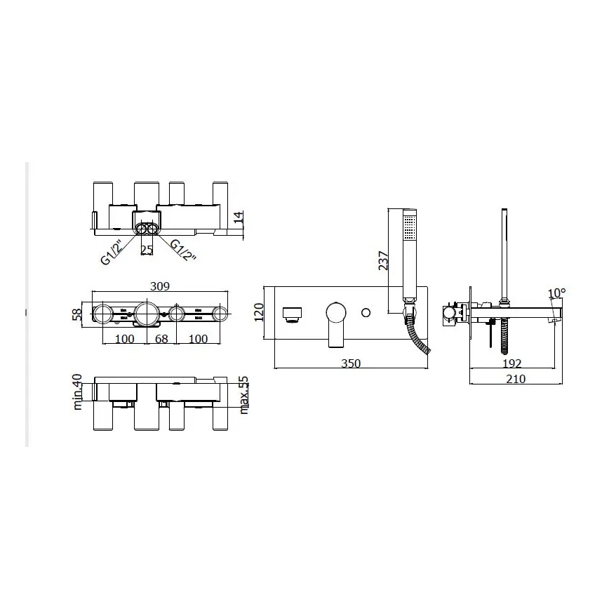 Paffoni - Juego de bañera con grifería para instalación empotrada TANGO cromo pulido