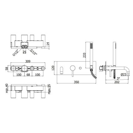 Paffoni - Juego para bañera LIGHT, cromo mate