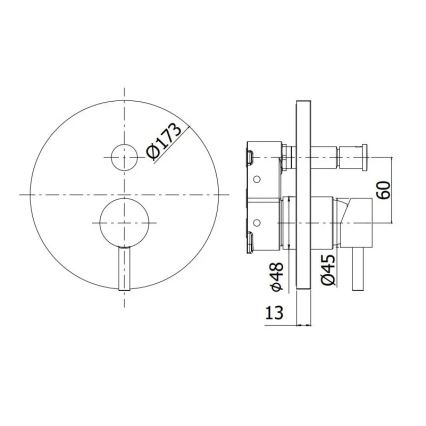 Paffoni - Mezclador de ducha empotrado LIGHT, cromo brillante
