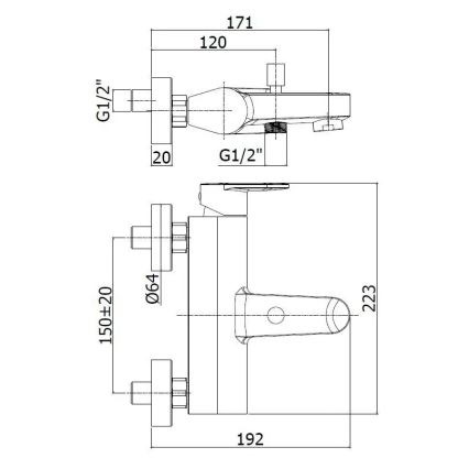 Paffoni - Set de bañera con grifo CANDY, cromo brillante