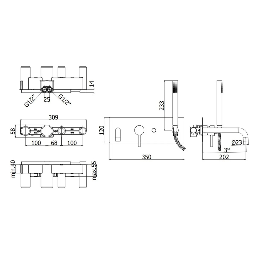 Paffoni - Set de bañera LIGHT negro