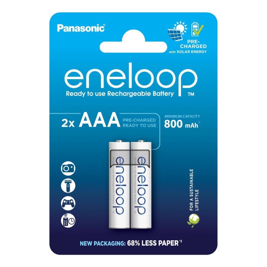 Panasonic - 2 pz Pilas recargables AAA Eneloop 800 mAh