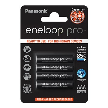 Panasonic Eneloop Pro BK-4HCDE/4BP - 4 pilas recargables AAA Eneloop Pro NiMH/1