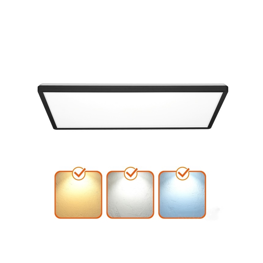 Panel LED de superficie NIVERA LED/32W/230V IP54 3000/4000/6000K 29,5x59,5 cm negro