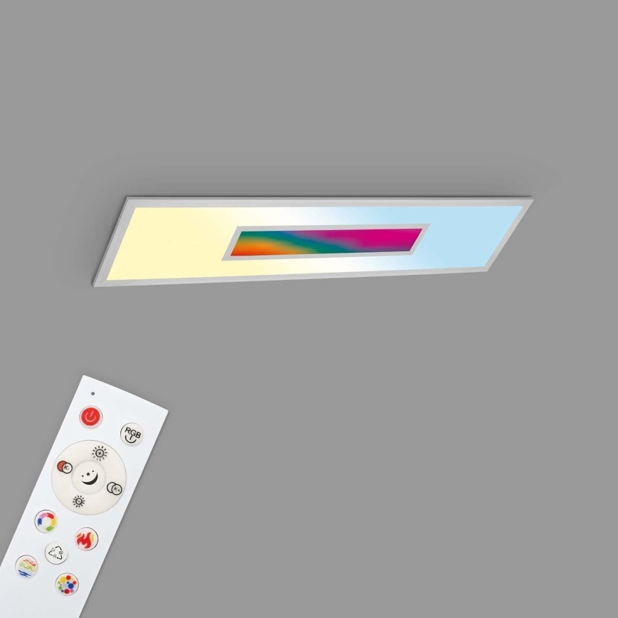 Panel LED RGBW regulable 20W/230V 3000-6500K 25x100 cm plateado + mando a distancia